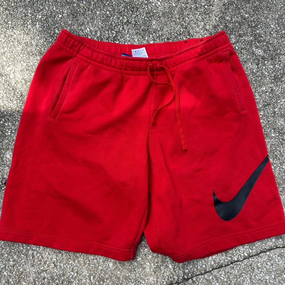 Nike Mens Sportswear Club Fleece Shorts Red Big Swoosh Logo XL
